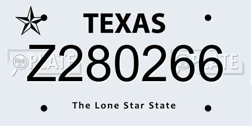Z280266 Texas License Plate