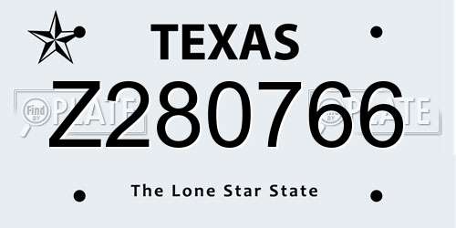 Z280766 Texas License Plate