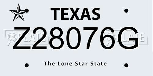 Z28076G Texas License Plate