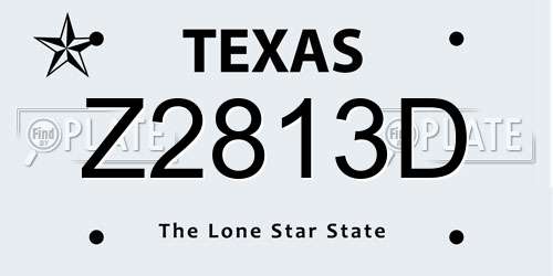 Z2813D Texas License Plate