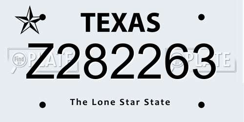 Z282263 Texas License Plate