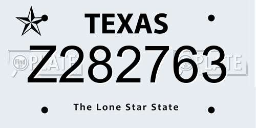 Z282763 Texas License Plate
