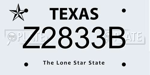 Z2833B Texas License Plate