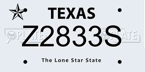 Z2833S Texas License Plate