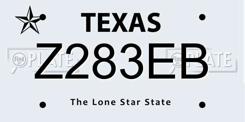 Z283EB Texas License Plate