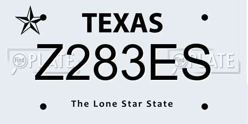 Z283ES Texas License Plate