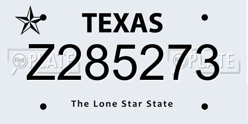 Z285273 Texas License Plate
