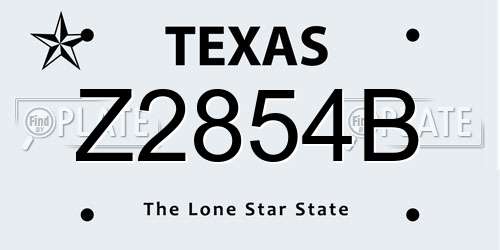 Z2854B Texas License Plate
