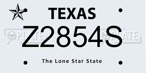 Z2854S Texas License Plate
