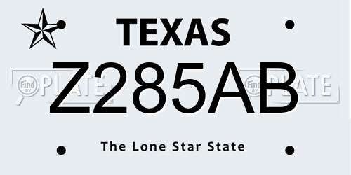 Z285AB Texas License Plate