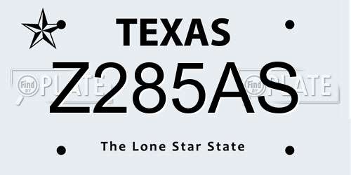 Z285AS Texas License Plate