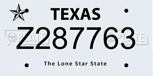 Z287763 Texas License Plate