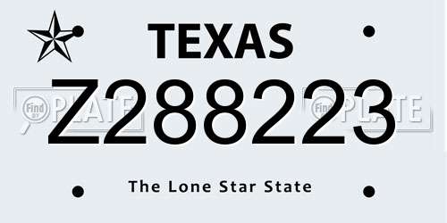 Z288223 Texas License Plate