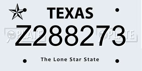 Z288273 Texas License Plate