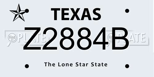 Z2884B Texas License Plate