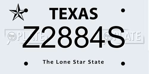 Z2884S Texas License Plate