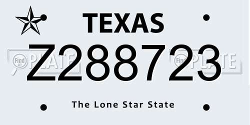 Z288723 Texas License Plate