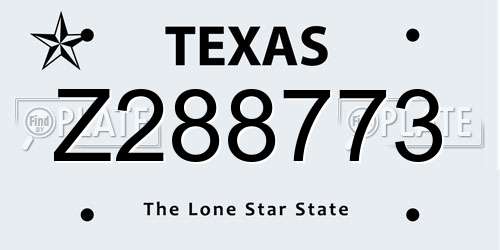 Z288773 Texas License Plate