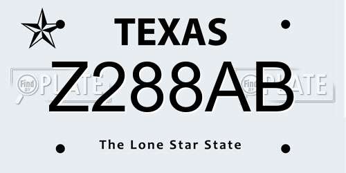 Z288AB Texas License Plate