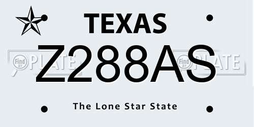 Z288AS Texas License Plate