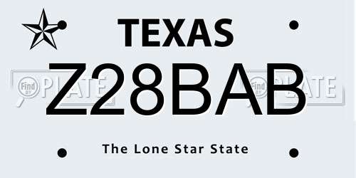 Z28BAB Texas License Plate