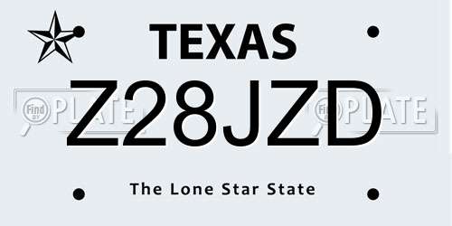 Z28JZD Texas License Plate
