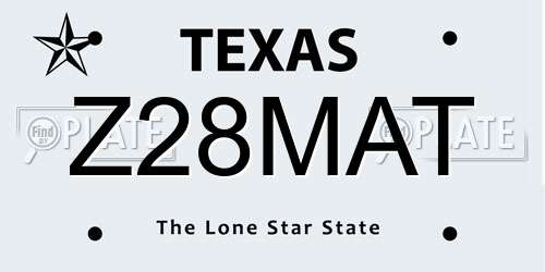 Z28MAT Texas License Plate