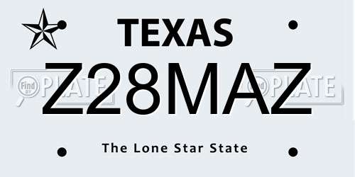 Z28MAZ Texas License Plate