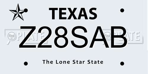 Z28SAB Texas License Plate