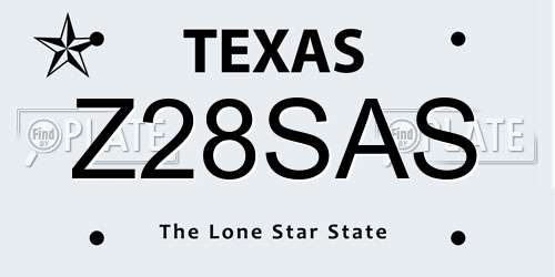 Z28SAS Texas License Plate