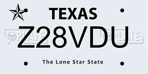 Z28VDU Texas License Plate