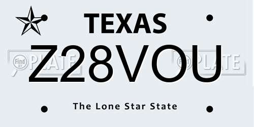 Z28VOU Texas License Plate