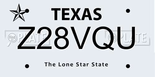 Z28VQU Texas License Plate