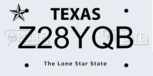 Z28YQB Texas License Plate