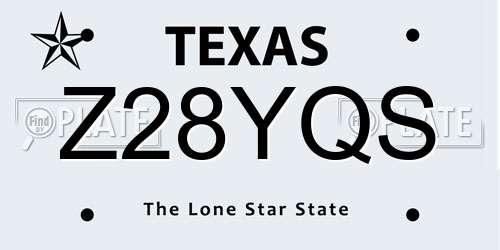 Z28YQS Texas License Plate