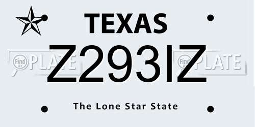 Z293IZ Texas License Plate