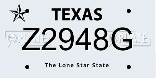 Z2948G Texas License Plate