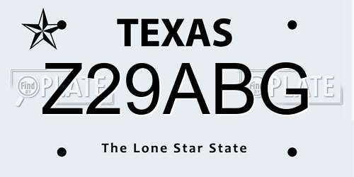 Z29ABG Texas License Plate