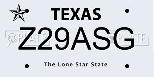 Z29ASG Texas License Plate