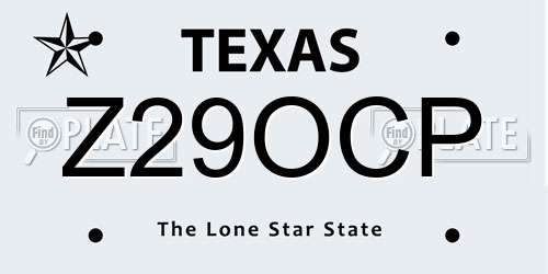 Z29OCP Texas License Plate
