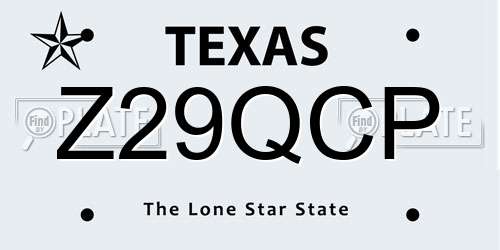 Z29QCP Texas License Plate