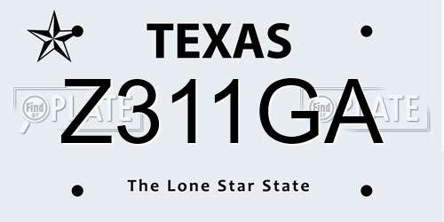 Z311GA Texas License Plate