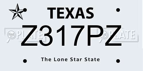 Z317PZ Texas License Plate