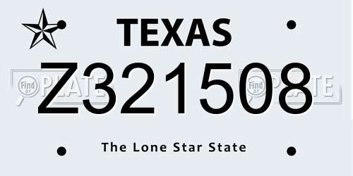 Z321508 Texas License Plate
