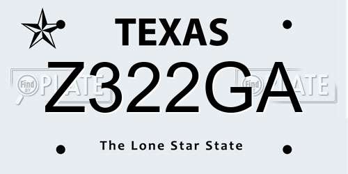 Z322GA Texas License Plate