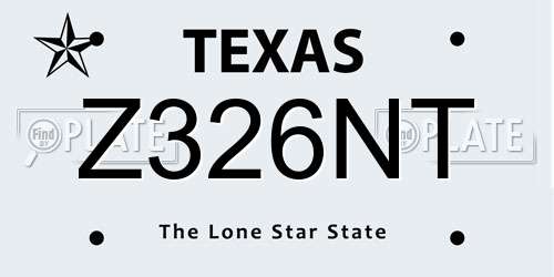 Z326NT Texas License Plate