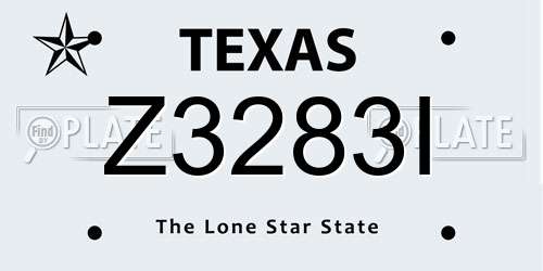 Z3283I Texas License Plate