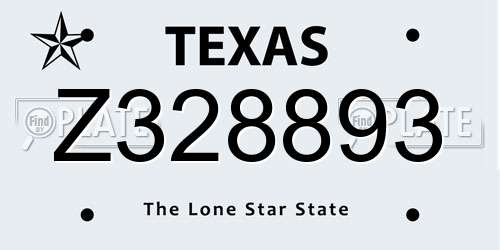Z328893 Texas License Plate