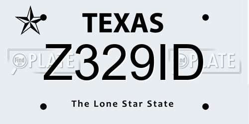 Z329ID Texas License Plate
