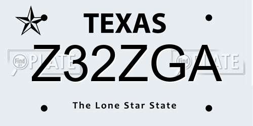 Z32ZGA Texas License Plate